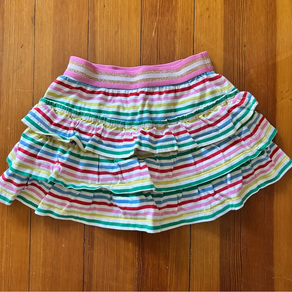 Mini Boden Ruffle Skort in rainbow stripe -size 4-5Y